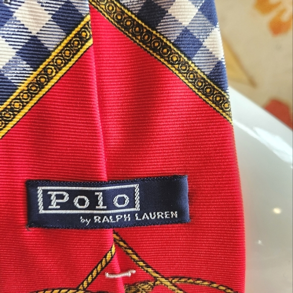 80s POLO Ralph Lauren Preppy HTF Fox Hunt HORSES Plaid Wide Collector Neck Tie - Picture 12 of 13